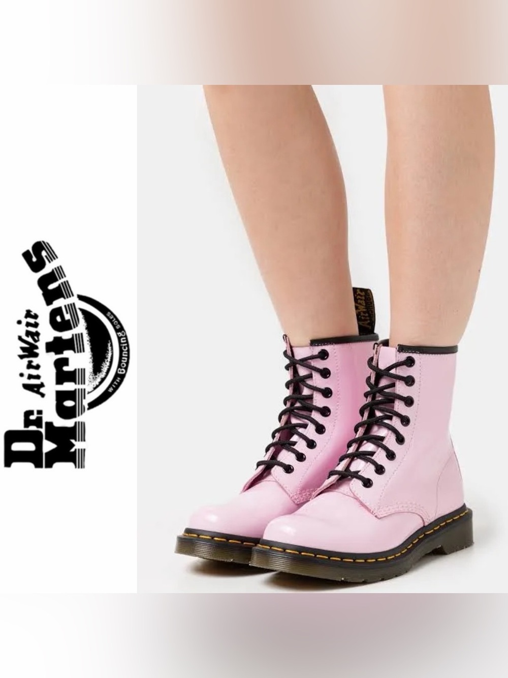NIB 1460 PALE PINK PATENT LEATHER LACE UP BOOTS 8